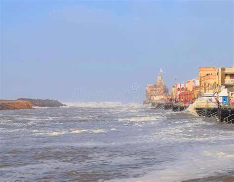 Sacred Gomti River Meeting The Ocean Indian Traditional Ghats And