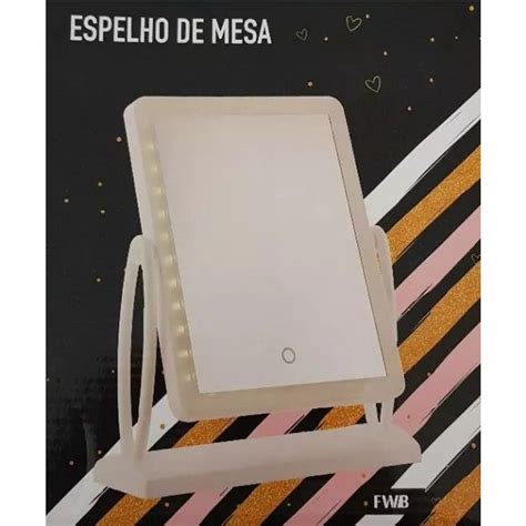 Espelho De Mesa Dupla Face Giratório Led Tipo Camarim Submarino