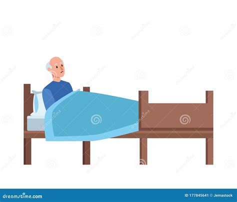 Velho Deitado Na Cama Personagem Ilustra O Do Vetor Ilustra O De