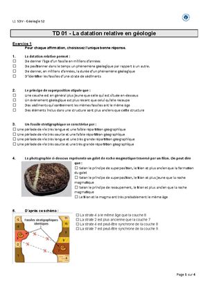 TD 01 L2 B47 Sciences DE LA Terre Page 1 Sur 3 TD 01 B47 SCIENCES