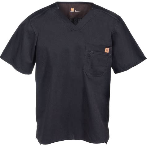 Carhartt Scrubs Mens C15108 Blk Black Solid Ripstop Scrub Utility Top