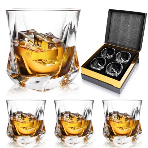 Buy Whiskey Glasses Set Of 4 Square Bottom Old Fashioned Glasses