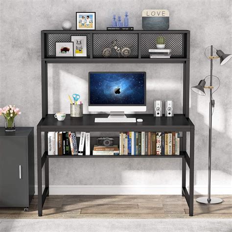 Buy Tribesigns 47 Inch Computer Desk With Hutch And Bookshelf Home