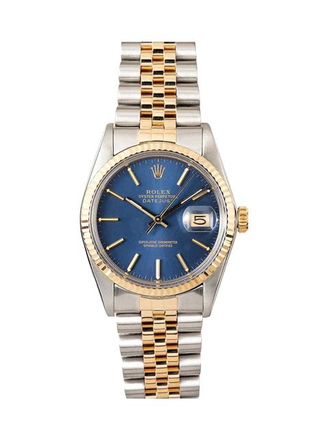 16013usedblueindex Rolex Datejust 36mm 2 Tone Ssyg With Jubilee