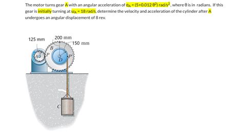 Solved The Motor Turns Gear A With An Angular Acceleration