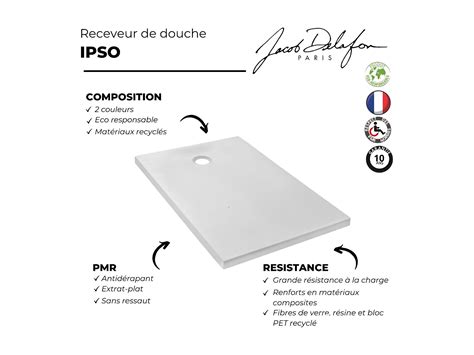 Receveur De Douche 140 X 90 JACOB DELAFON Ipso Rectangle Gris Anthracite