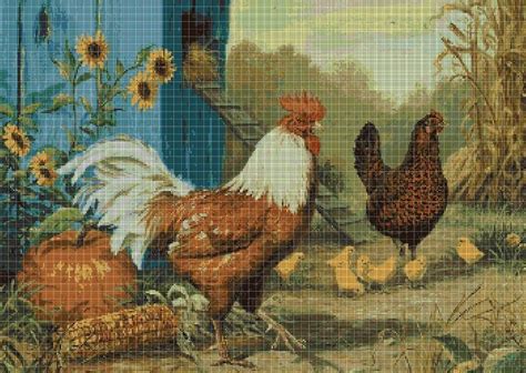 Country Chikens Cross Stitch Pattern In Pdf Dmc Cross Stitch Patterns