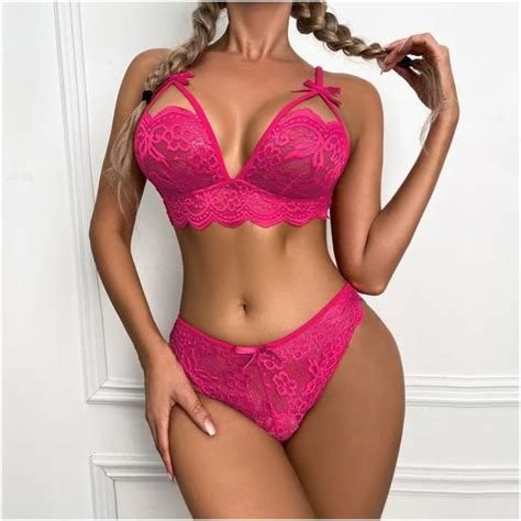 Ensemble de lingerie sexy transparente en dentelle brodée pour femmes