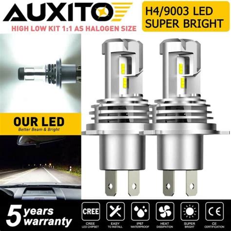 Auxito H4 9003 Hb2 Led Headlight Bulb Conversion Kit High Low Beam 6500k 24000lm Ebay