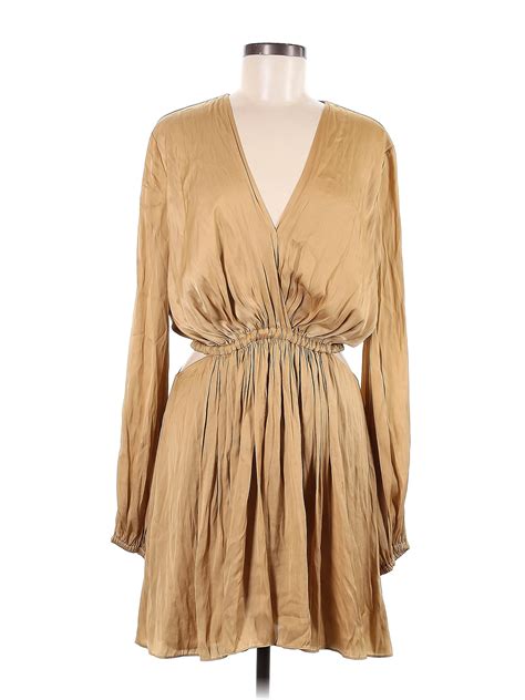 Halston 100 Polyester Tan Cocktail Dress Size 8 77 Off Thredup