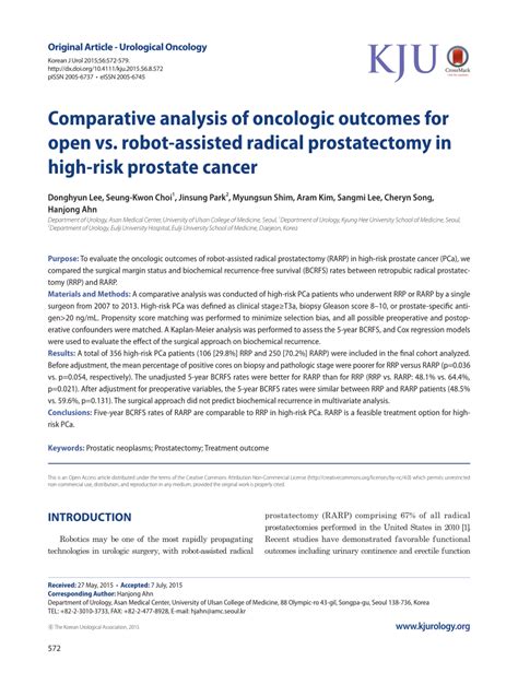 Pdf Comparative Analysis Of Oncologic Outcomes For Open Vs Robot