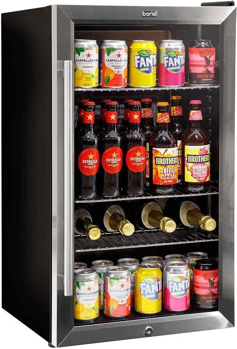 Baridi 85L Under Counter Drinks, Beer & Wine Cooler Fridge with Light, Stainless Steel - DH31 ...