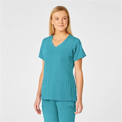 Pro Women S 4 Pocket Wrap Scrub Top Teal Blue Wink Scrubs