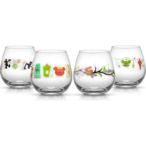 Joyjolt Disney Mickey Mouse Joy O Joy 15 Oz Stemless Set Of 4 Wine Glass • Pris