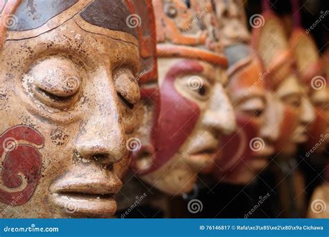 Guatemala Mayan Clay Masks At The Market Stock Image Image Of