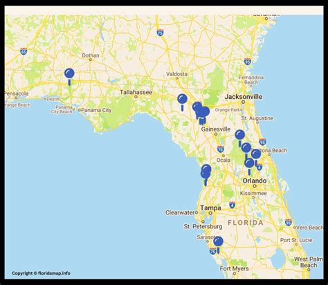 Florida Springs Map Florida Natural Springs Map