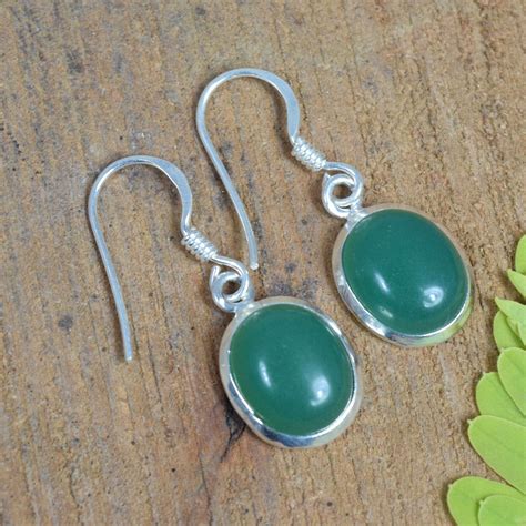 925 Sterling Silver GREEN ONYX HOOK Earrings CHRISTMAS JEWELRY B EBay