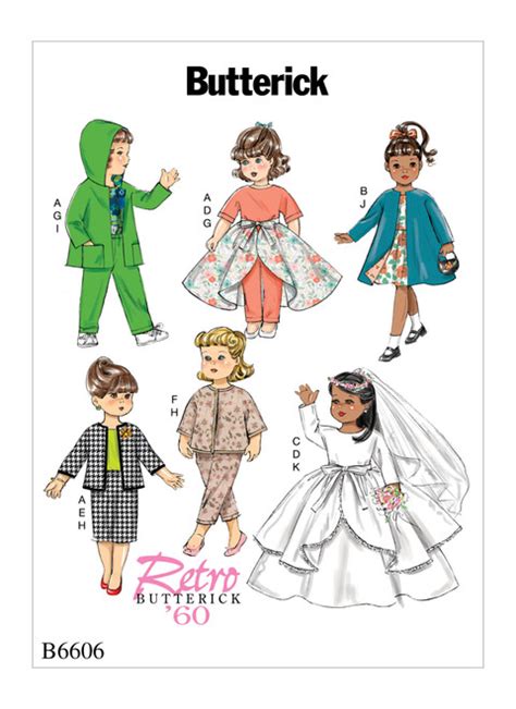 B6606 Clothes For 18 Doll Butterick Patterns