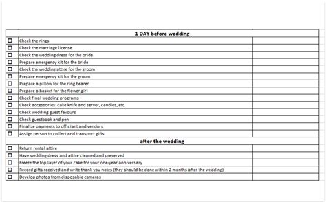 Wedding checklist excel free template download pdf