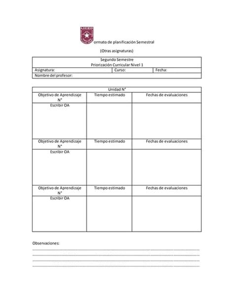 Formato De Planificación Semestral Otras Asignaturas 1 1docx