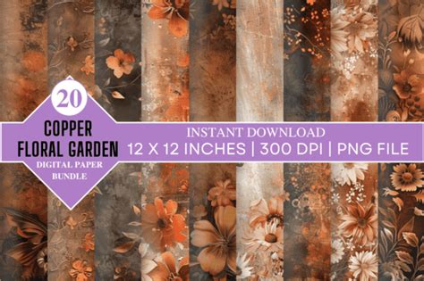 Copper Floral Garden Digital Paper Graphic By Digitalart12 · Creative