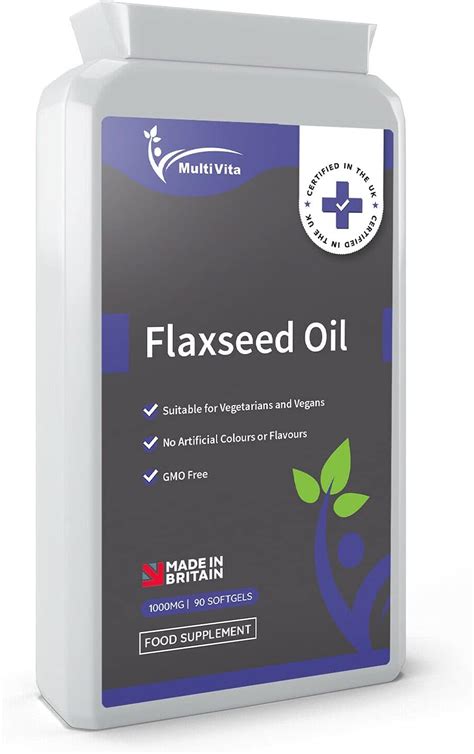 Organic Flaxseed Oil Capsules 1000mg 90 Vegan Soft Gels High In Omega 3 6 9 Made With