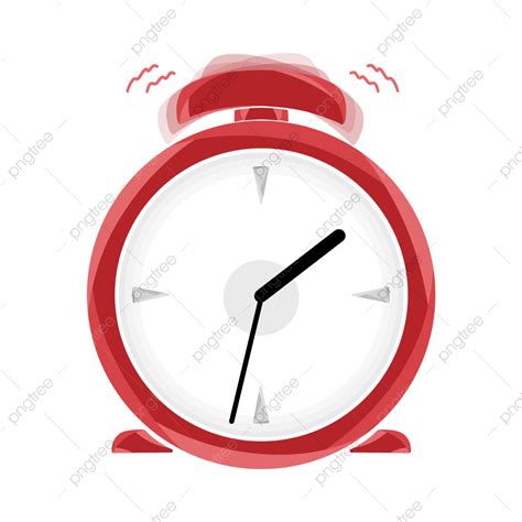 Cute Alarm Clock Clipart Transparent Background Red Geometric Alarm