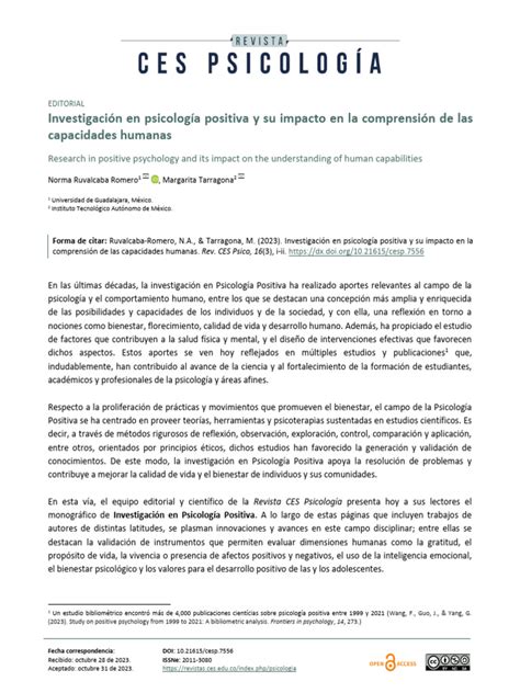 00 7556 Editorial Investigación En Psicología Positiva Enriquece La Concepción De Las