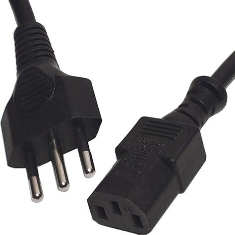 2m Swiss Plug Iec C13 Black Pvc 10mm Power Lead Cablenet