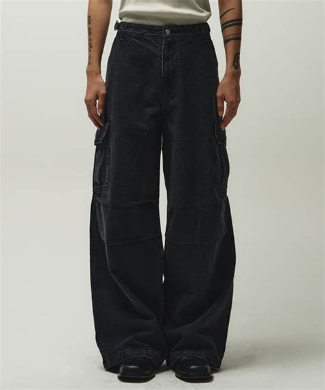 Musinsa The Anti Platform Denim Cargo Wide Pants Black