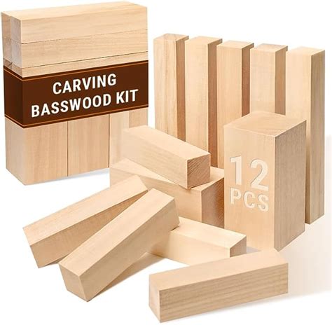 BeaverCraft BW12 Pcs Basswood Carving Blocks Whittling Wood Carving