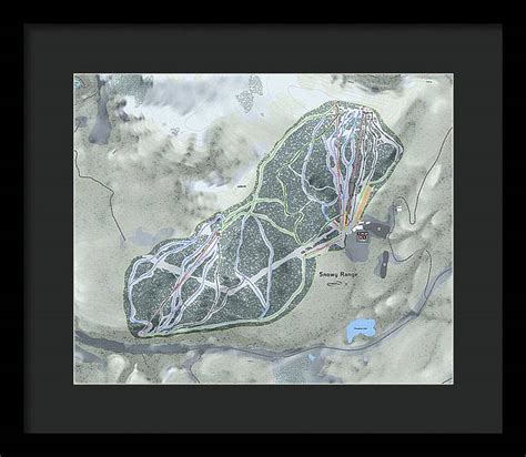 Snowy Range Ski Trail Map - Framed Print | Powderaddicts