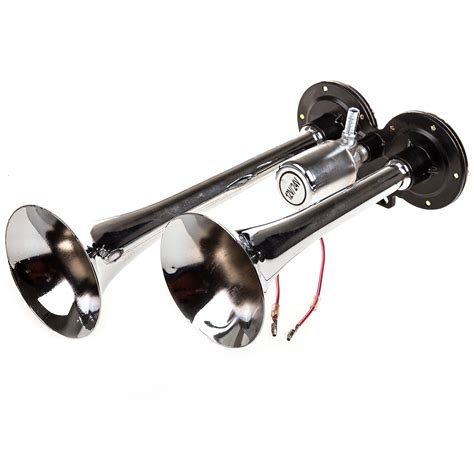 Сигнал звуковой 2 рожка воздушный SKYWAY 019 L=290/220мм 12/24V 120dB ...