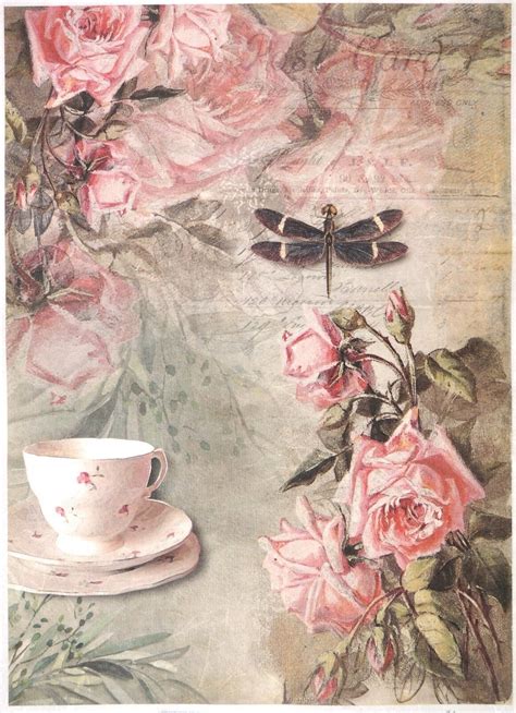 Rice Paper For Decoupage Decopatch Scrapbook Craft Sheet A3 Vintage Tea And Roses Ebay