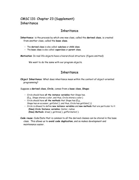 CMSC 131 Chapter 23 Supplement Inheritance