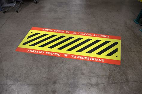 Forklift Traffic Yield To Pedestrians With Red Border Crosswalk Floor Sign Creative Safety