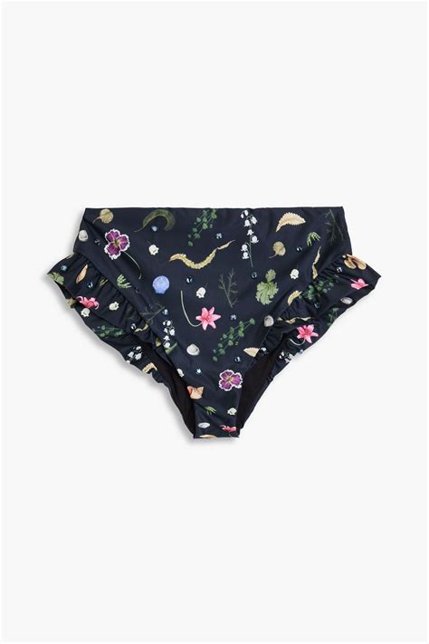 Agua By Agua Bendita Ruffled Printed High Rise Bikini Briefs The Outnet