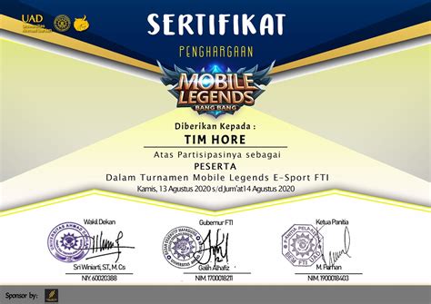 Sertifikat Mobile Legend 2022 Imagesee