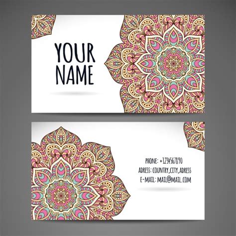 Business Card Design With Mandala Vector Free Download