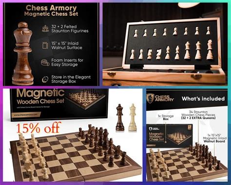 Chess Armory Chess Sets 15 Inch Magnetic Wooden Chess Set Board Game