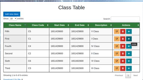 How To Show And Hide A Row Using Action Button In Tabledata