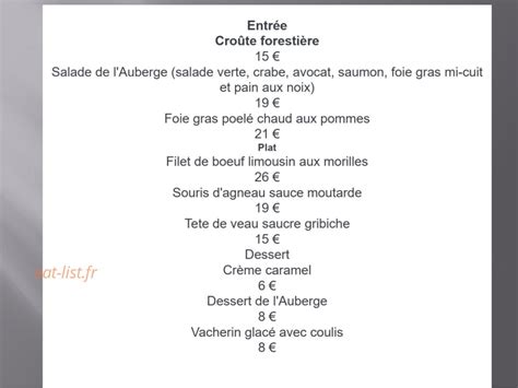 Auberge de Frahier à Frahier Et Chatebier menu et photos