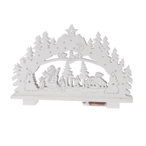 Village Lumineux En Bois Illumin E X H Cm Bonheur Blanc Chaud