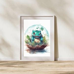 Set of 4 Pokémon Wall Art Watercolor Digital Prints Nursery Bedroom