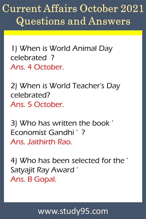 Current Affairs October Questions And Answers Gk Questions And