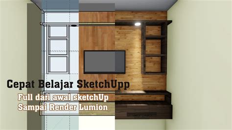 Cepat Belajar Sketchup Membuat Backdrop Tv Render Lumion Youtube