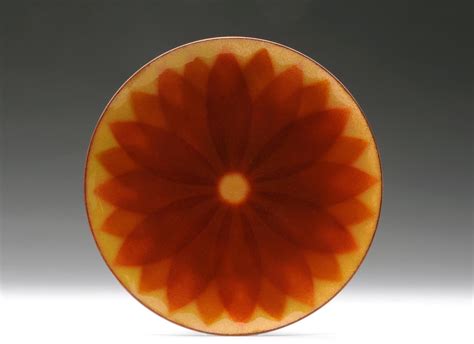 Annemarie Davidson Abstract Orange Copper Enamel Plate California