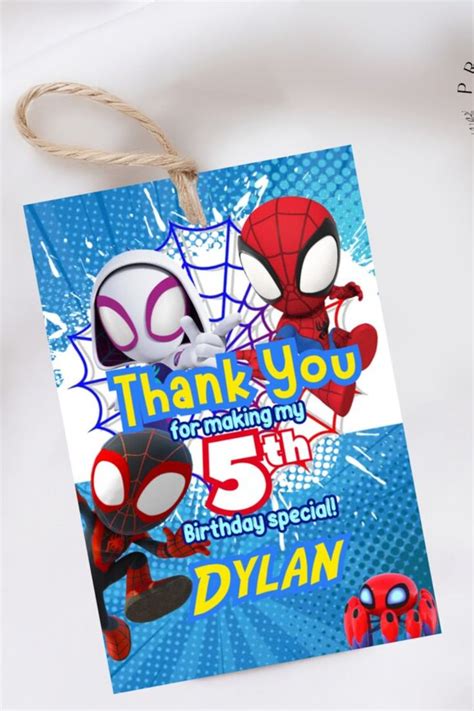 Spidey Birthday Thank You Tag Spidey And His Amazing Friends Birthday