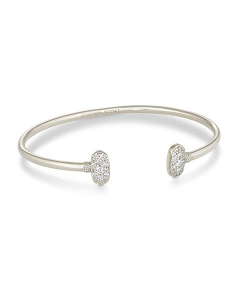 Grayson Silver Cuff Bracelet In White Crystal Kendra Scott