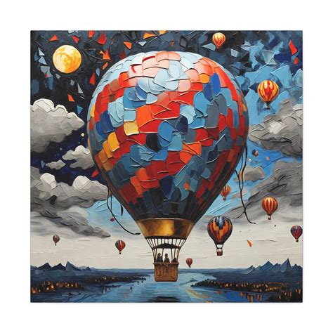Hot Air Balloon Canvas Wall Art Finger Paint Style Wall Décor Balloon Centerpiece Abstract